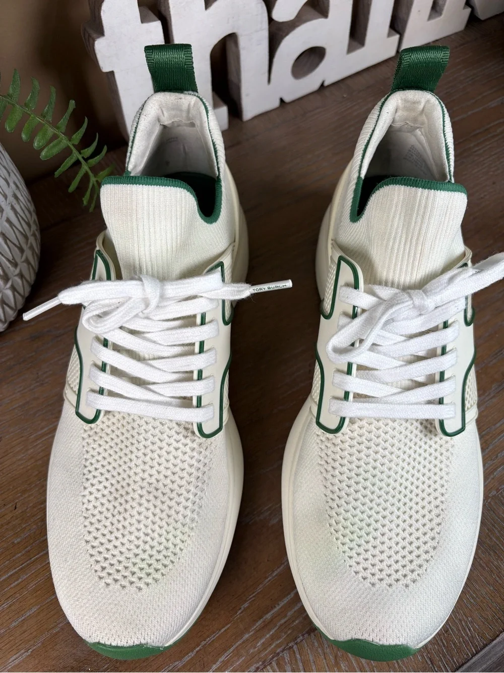 Tory Burch T Sock Runner Knit Sneakers in new ivory/arugula Women’s Size 11M
